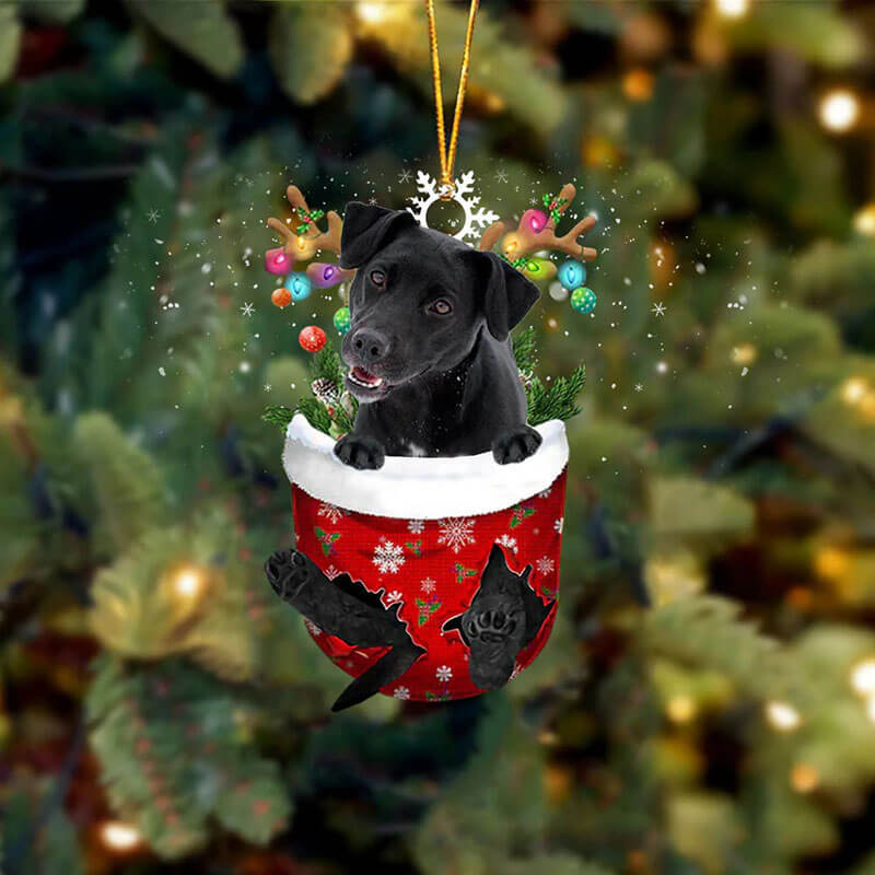 Black Jack Russell In Snow Pocket Christmas Ornament SP061-Jolura