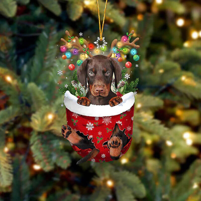 Dobermann In Snow Pocket Christmas Ornament SP066-Jolura
