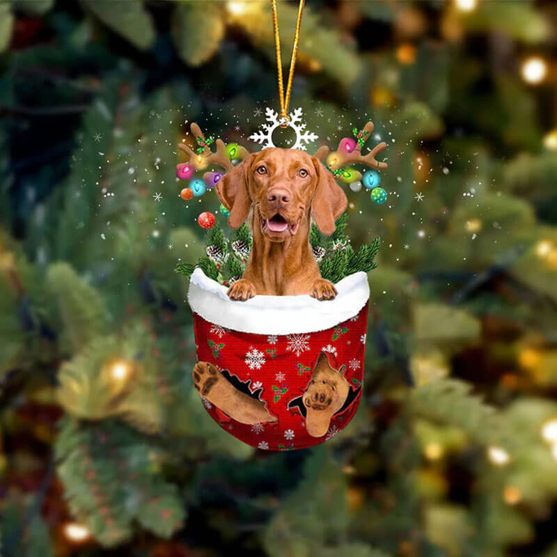 Vizsla In Snow Pocket Christmas Ornament SP068-Jolura