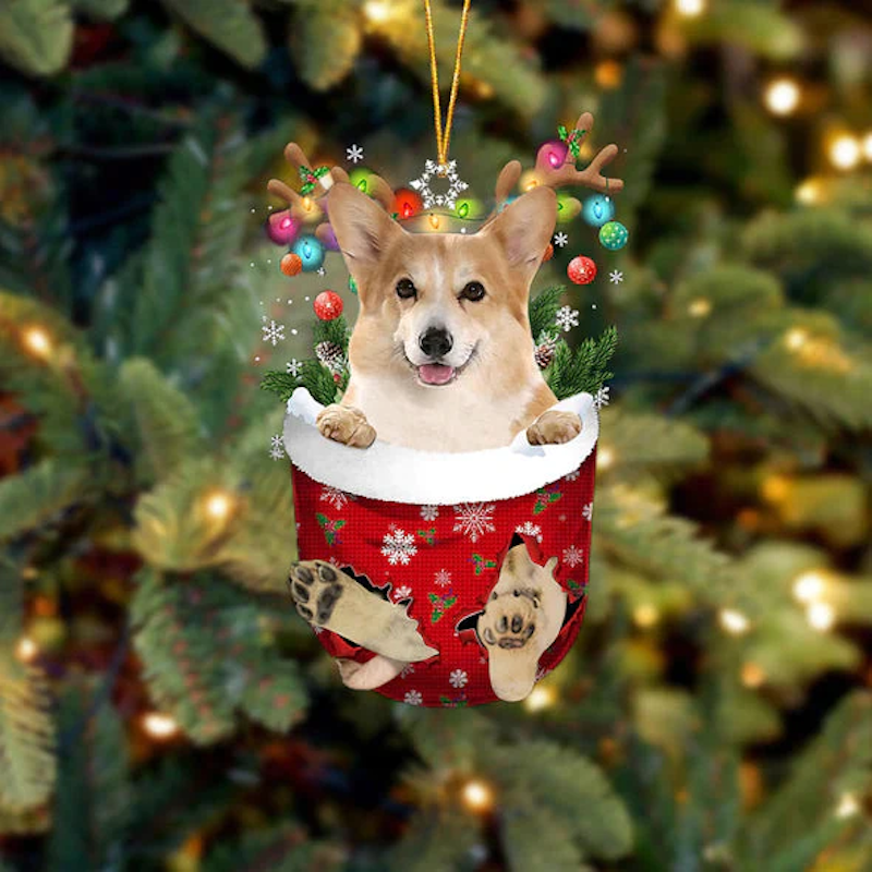 Corgi In Snow Pocket Christmas Ornament SP071-Jolura