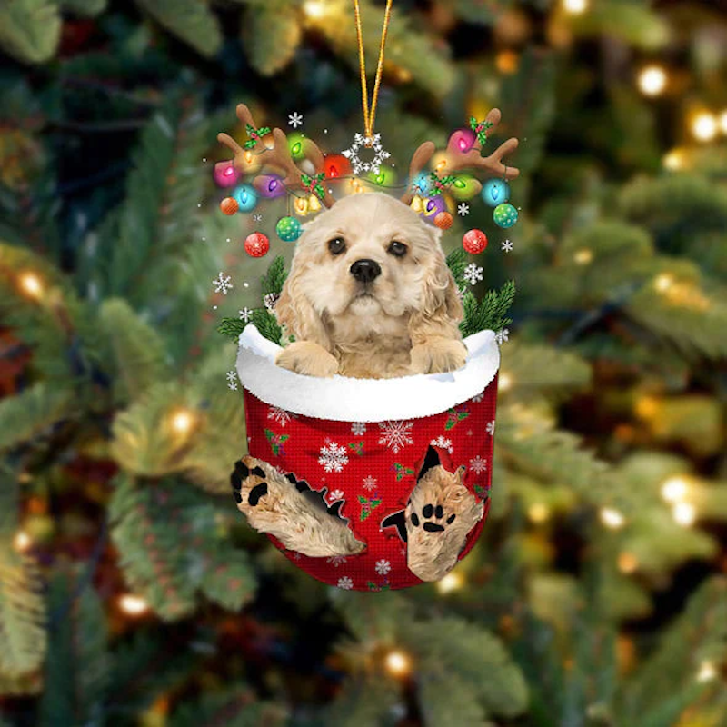 Cocker Spaniel In Snow Pocket Christmas Ornament SP091-Jolura
