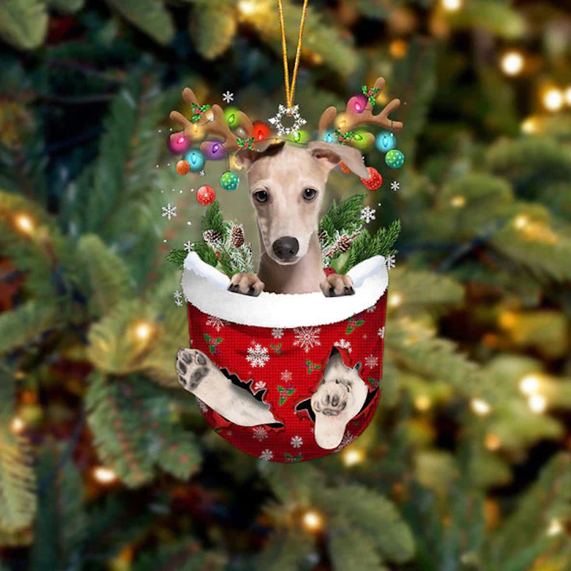 Italian Greyhound In Snow Pocket Christmas Ornament SP094-Jolura