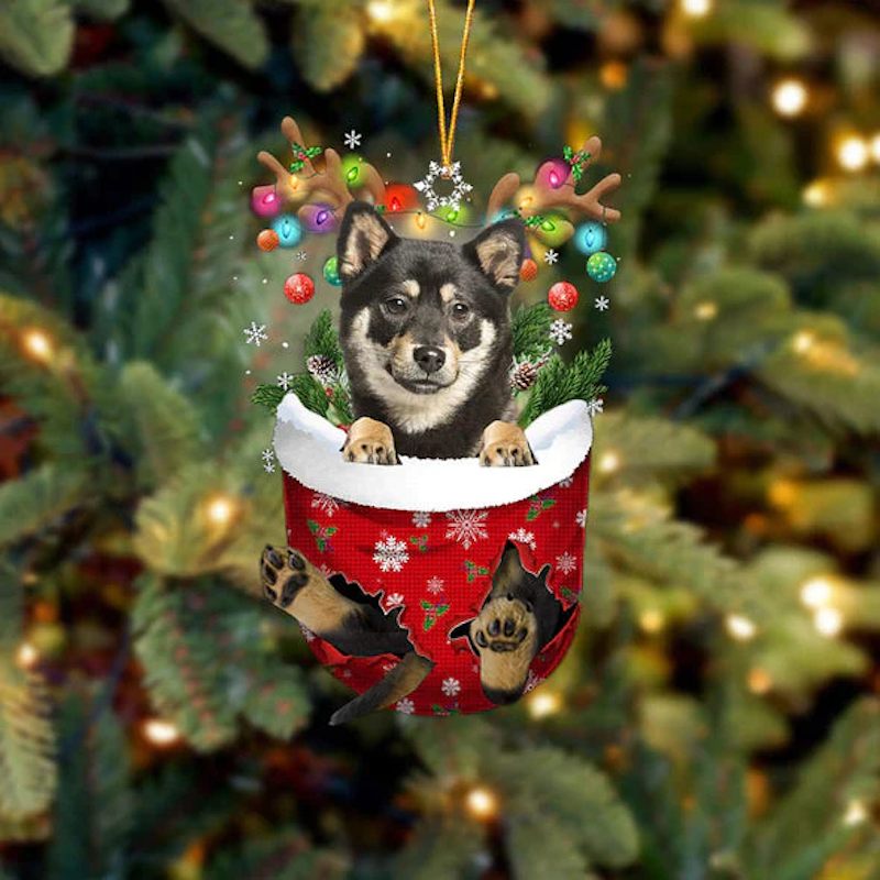 Shiba Inu In Snow Pocket Christmas Ornament SP100-Jolura