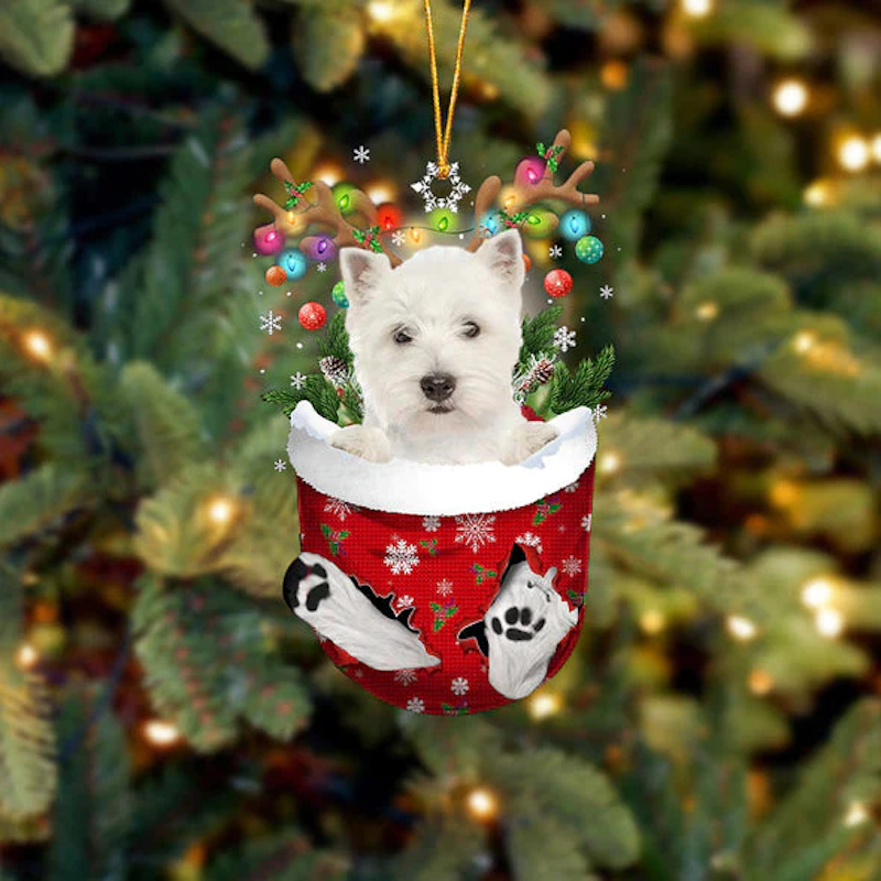 West Highland White Terrier In Snow Pocket Christmas Ornament SP102-Jolura
