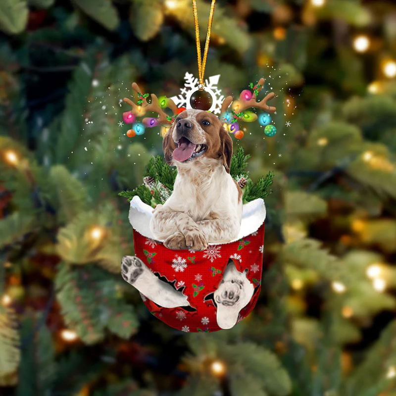 Brittany In Snow Pocket Christmas Ornament SP106-Jolura