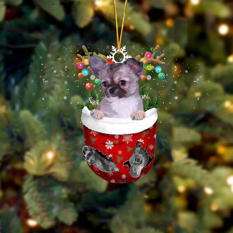 Chihuahua In Snow Pocket Christmas Ornament SP119-Jolura