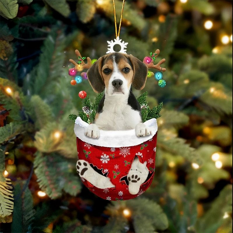 American Foxhound In Snow Pocket Christmas Ornament SP122-Jolura