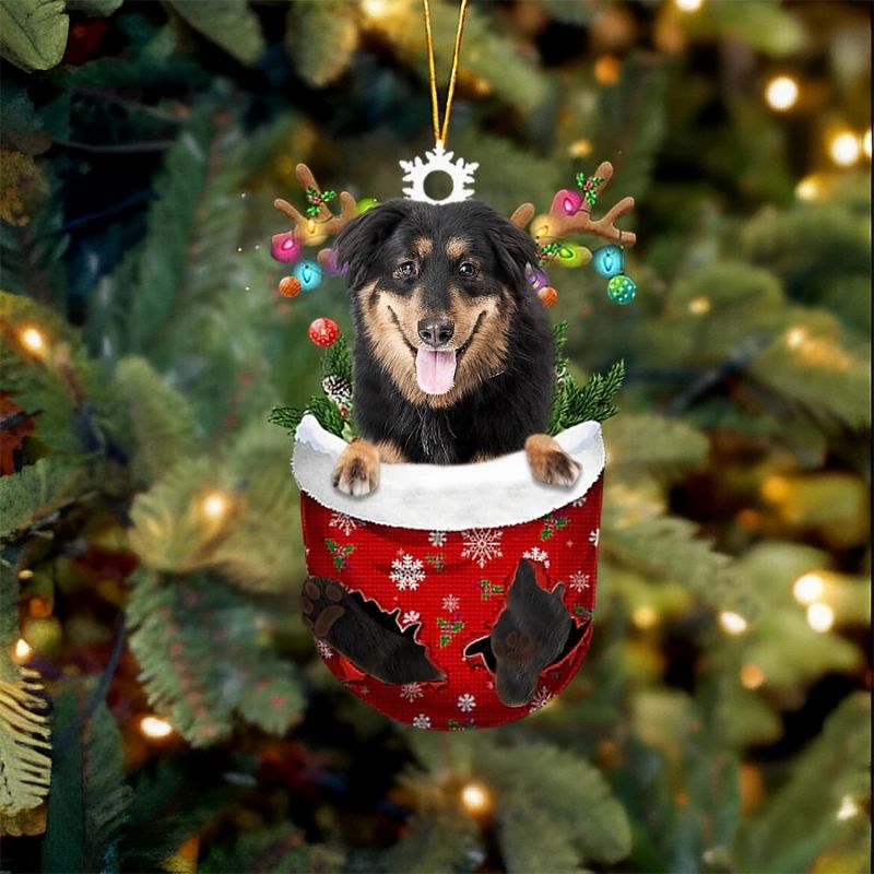 English Shepherd In Snow Pocket Christmas Ornament SP130-Jolura