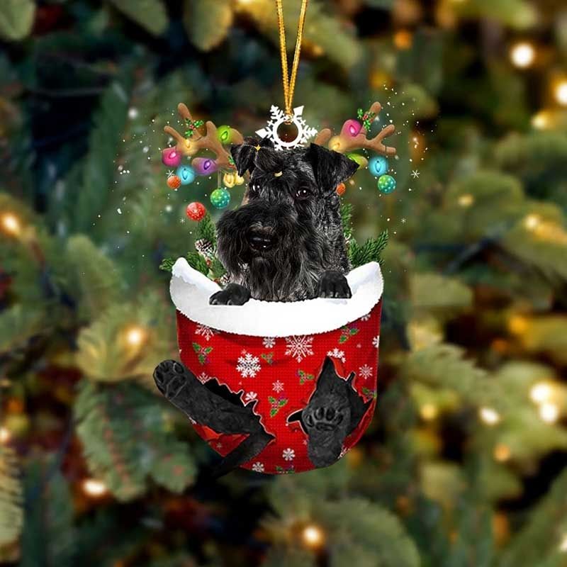 Kerry Blue Terriers In Snow Pocket Christmas Ornament SP139-Jolura