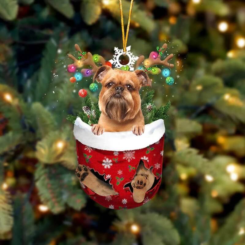 Brussels Griffon In Snow Pocket Christmas Ornament SP144-Jolura
