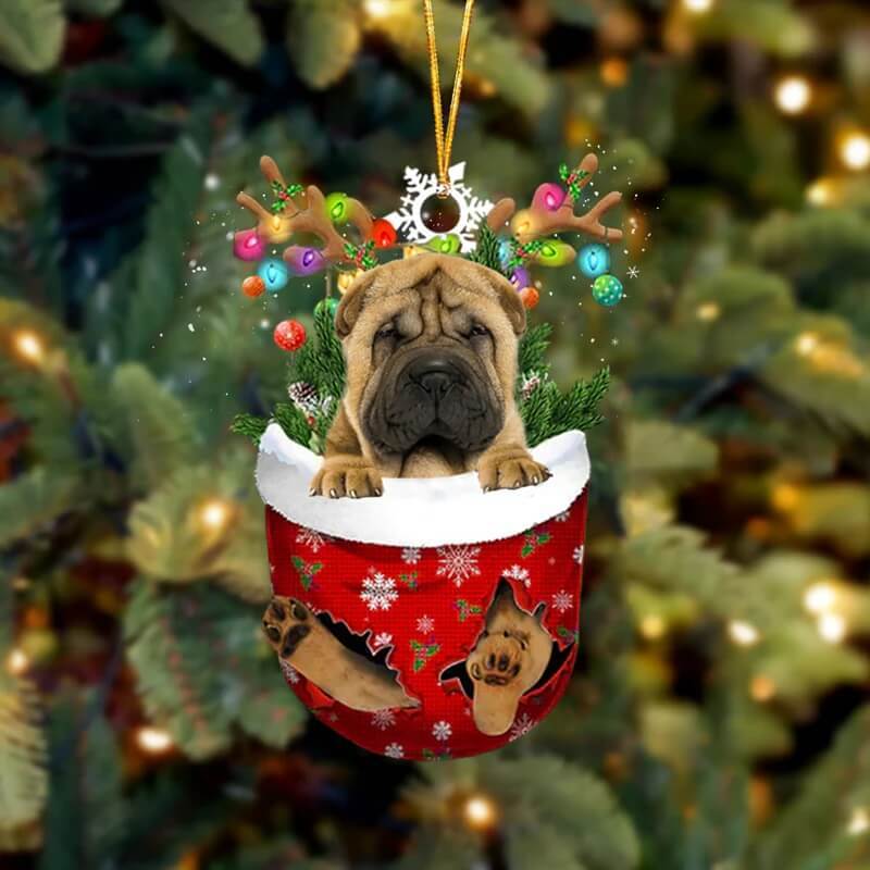 Shar Pei In Snow Pocket Christmas Ornament SP148-Jolura