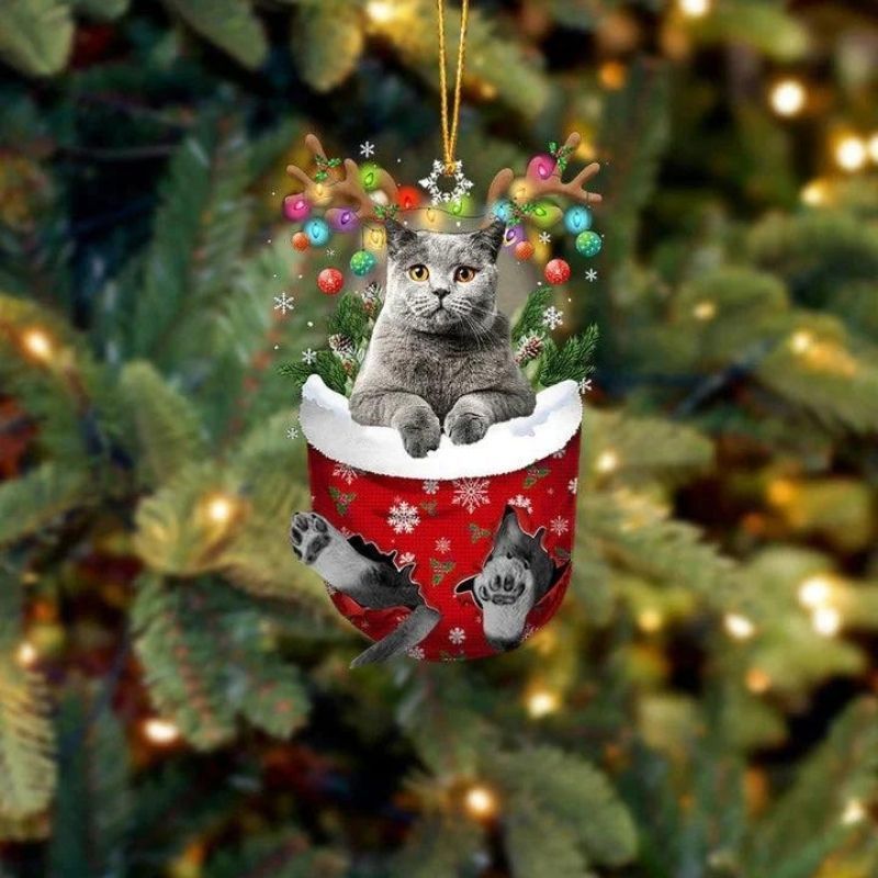Cat In Snow Pocket Christmas Ornament SP158-Jolura