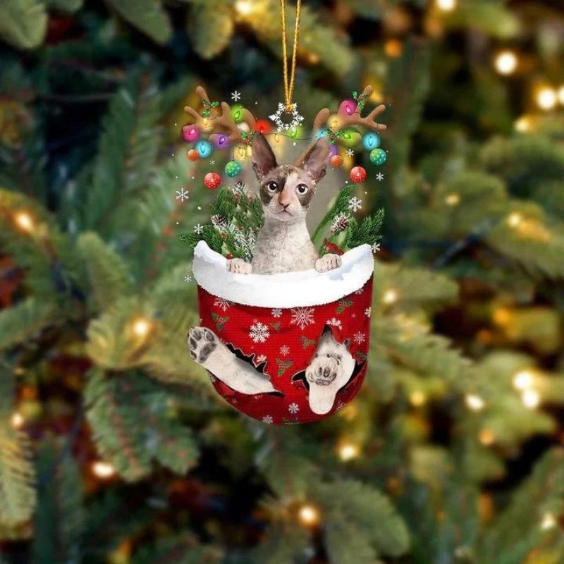 Cat In Snow Pocket Christmas Ornament SP159-Jolura