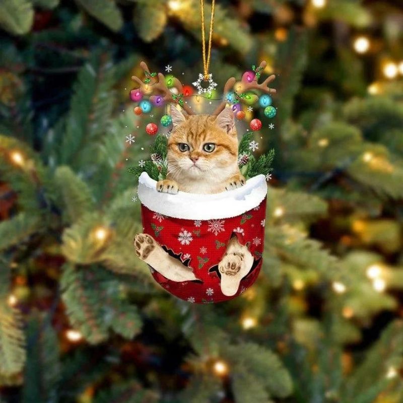 Cat In Snow Pocket Christmas Ornament SP161-Jolura