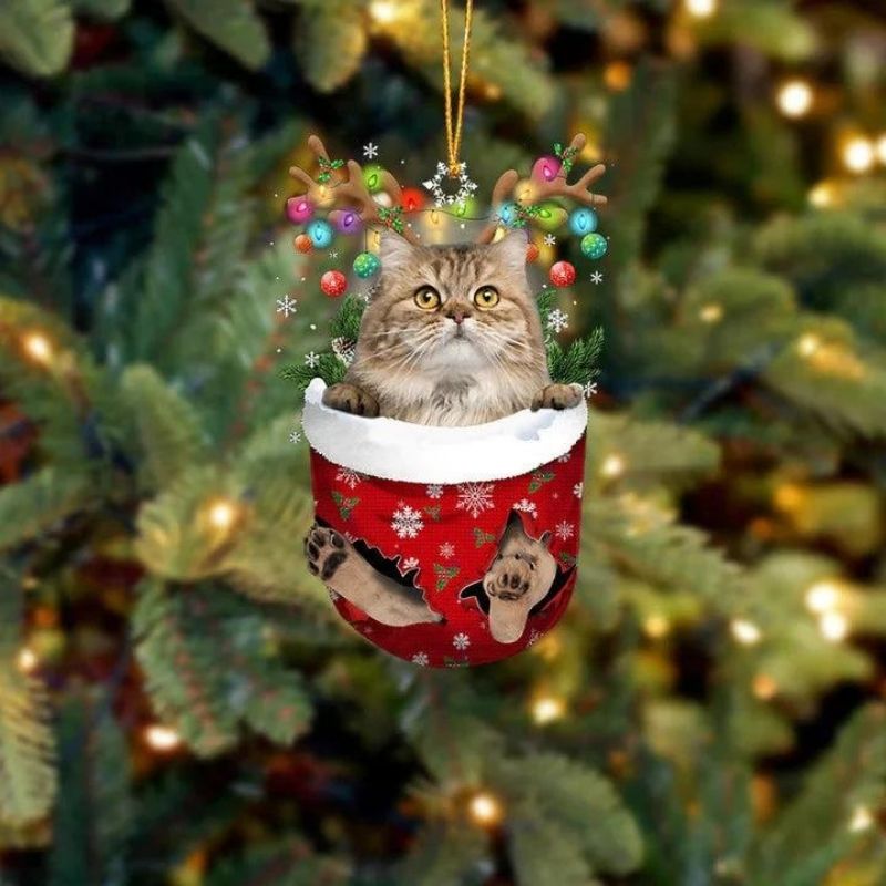 Cat In Snow Pocket Christmas Ornament SP162-Jolura