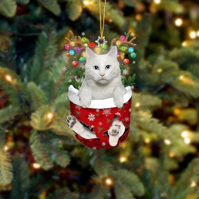 Cat In Snow Pocket Christmas Ornament SP163-Jolura