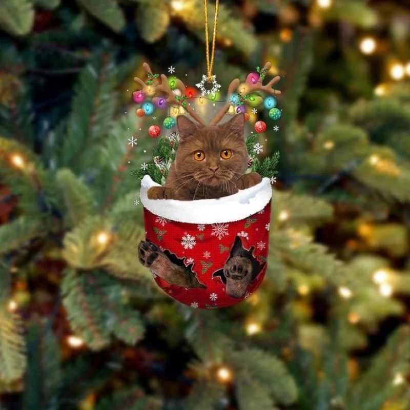 Cat In Snow Pocket Christmas Ornament SP164-Jolura