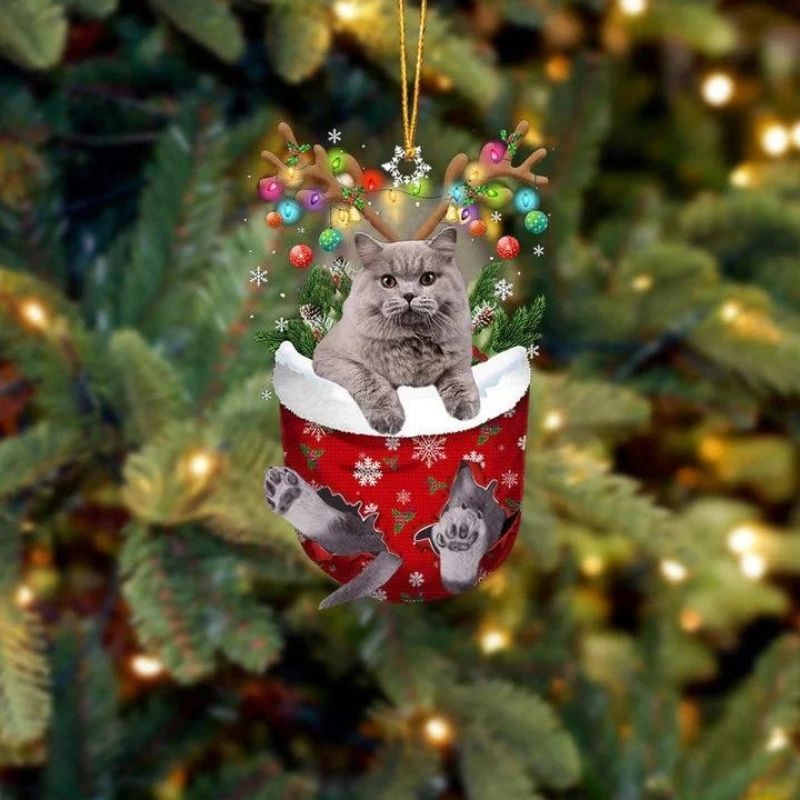 Cat In Snow Pocket Christmas Ornament SP168-Jolura