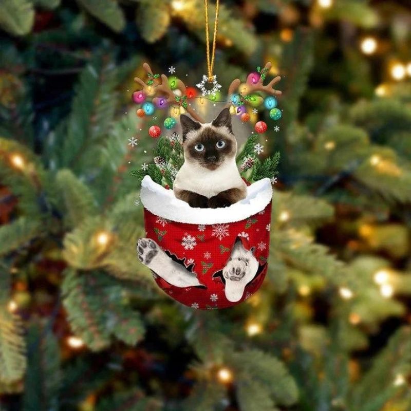 Cat In Snow Pocket Christmas Ornament SP169-Jolura