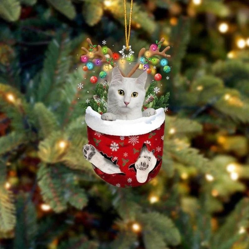 Cat In Snow Pocket Christmas Ornament SP171-Jolura