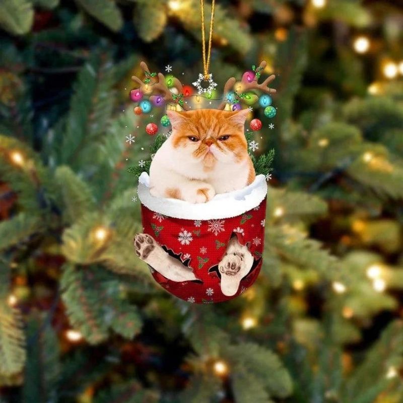 Cat In Snow Pocket Christmas Ornament SP176-Jolura