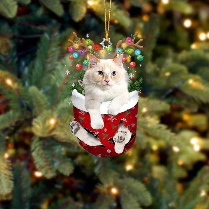 Cat In Snow Pocket Christmas Ornament SP177-Jolura