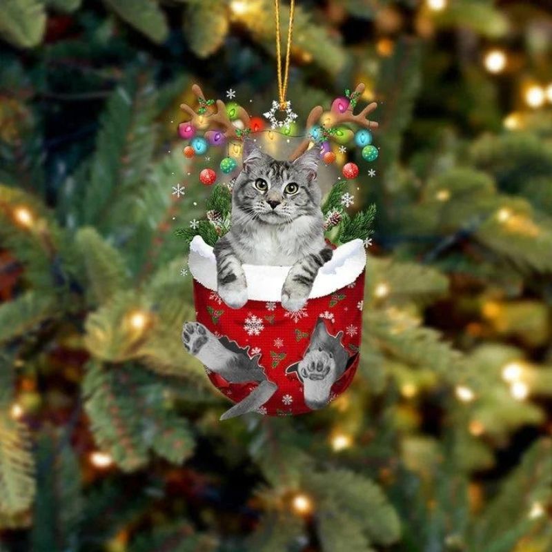 Cat In Snow Pocket Christmas Ornament SP179-Jolura
