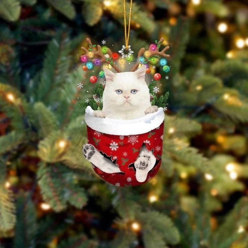 Cat In Snow Pocket Christmas Ornament SP181-Jolura