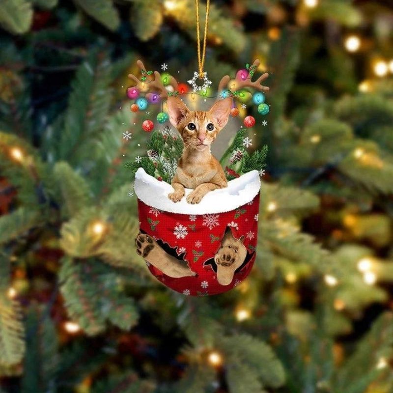 Cat In Snow Pocket Christmas Ornament SP184-Jolura