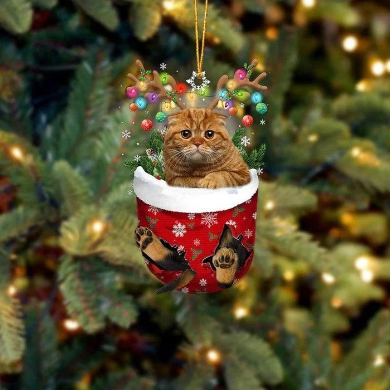 Cat In Snow Pocket Christmas Ornament SP186-Jolura