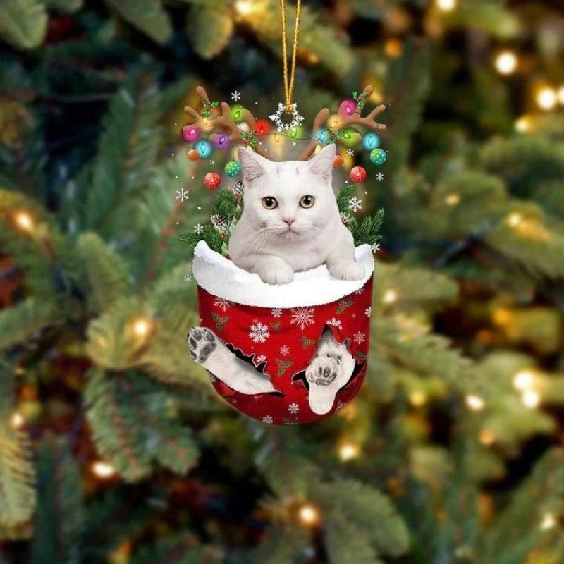 Cat In Snow Pocket Christmas Ornament SP187-Jolura