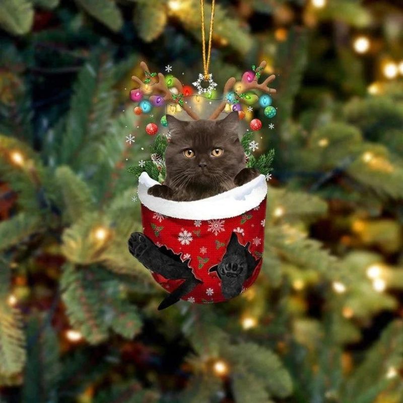 Cat In Snow Pocket Christmas Ornament SP190-Jolura