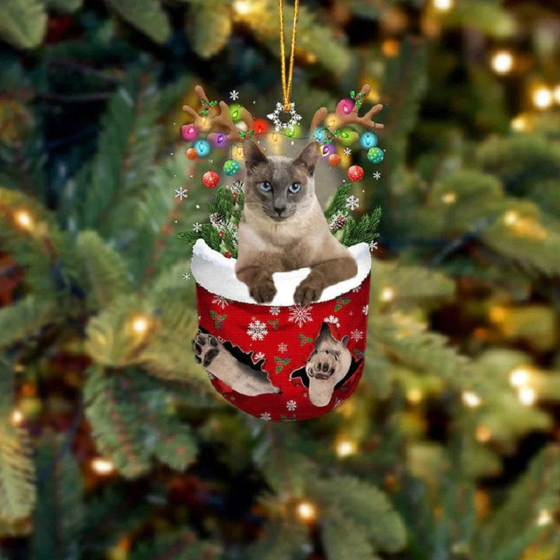 Tonkinese Cat In Snow Pocket Christmas Ornament SP206-Jolura