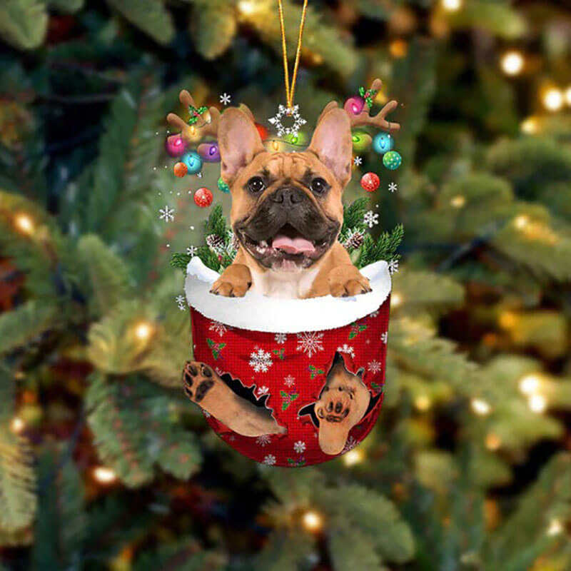 French Bulldog In Snow Pocket Christmas Ornament SP226-Jolura