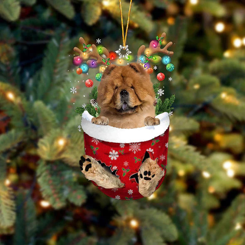 Chow Chow In Snow Pocket Christmas Ornament SP231-Jolura