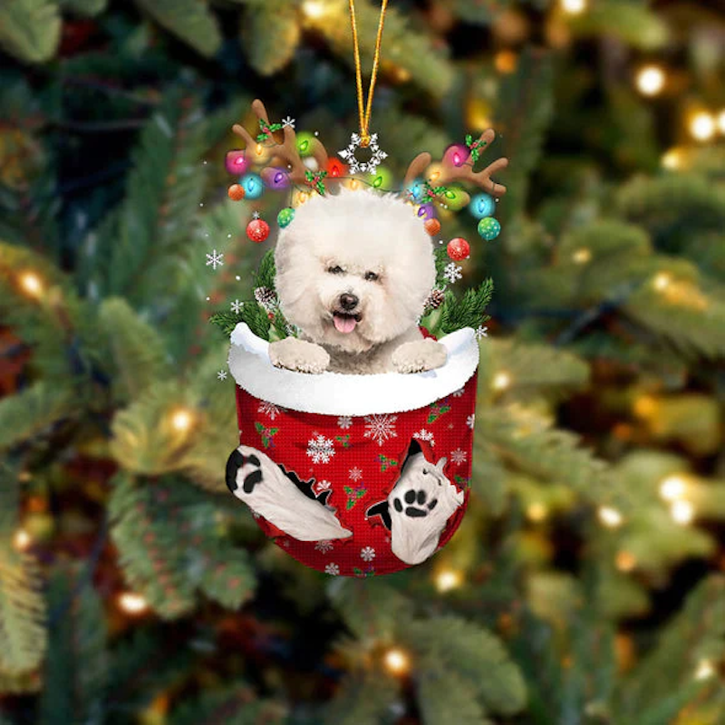 Bichon Frise In Snow Pocket Christmas Ornament SP233-Jolura