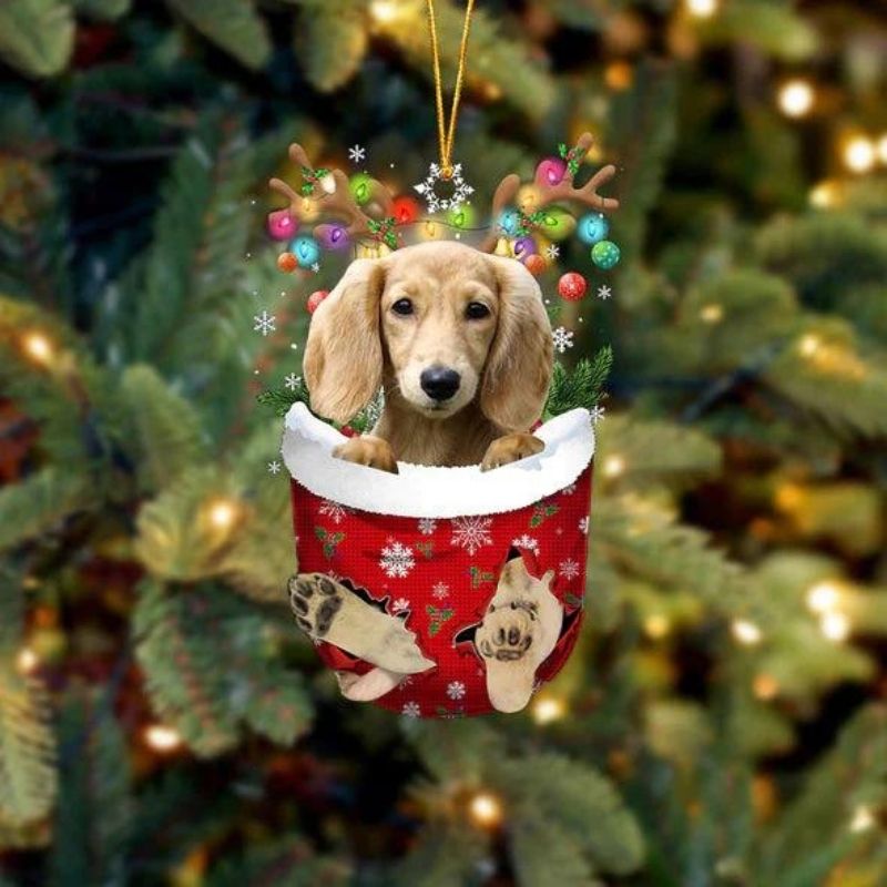 Dachshund In Snow Pocket Christmas Ornament SP234-Jolura