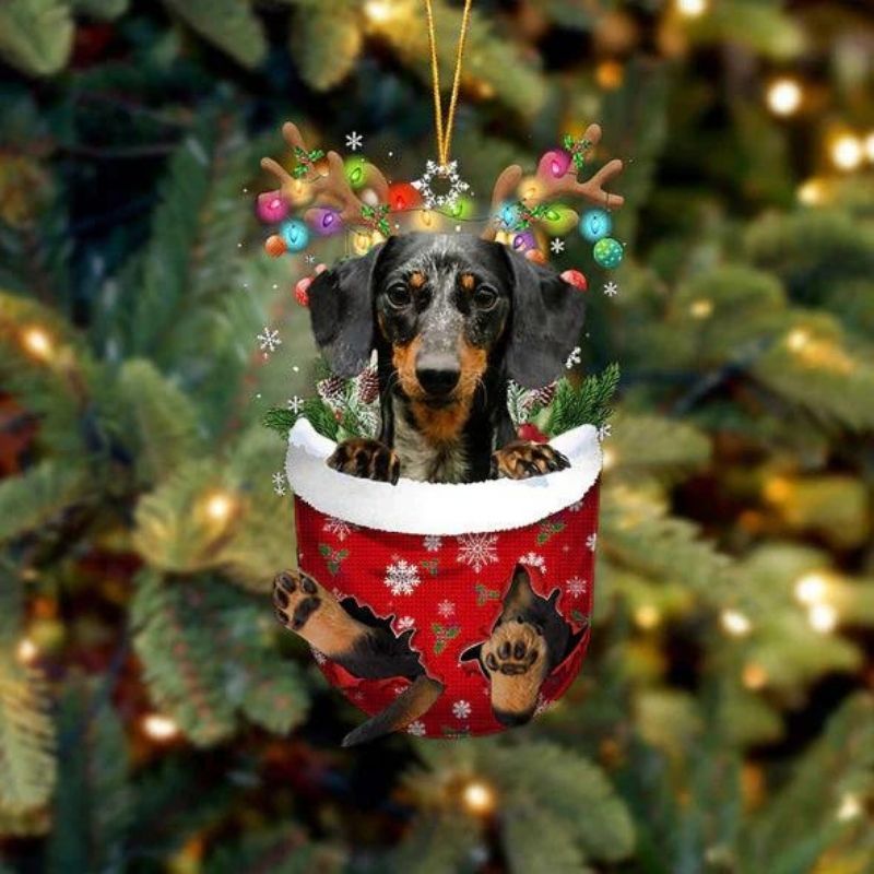 Dachshund In Snow Pocket Christmas Ornament SP236-Jolura