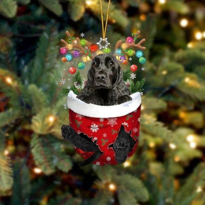 English Cocker Spaniel In Snow Pocket Christmas Ornament SP240-Jolura