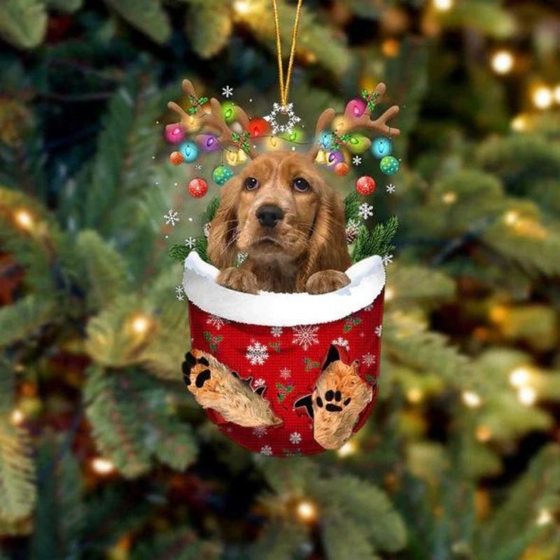 English Cocker Spaniel In Snow Pocket Christmas Ornament SP241-Jolura