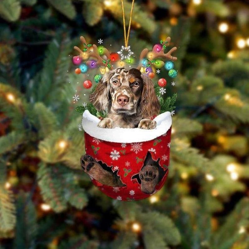 English Setter In Snow Pocket Christmas Ornament SP244-Jolura