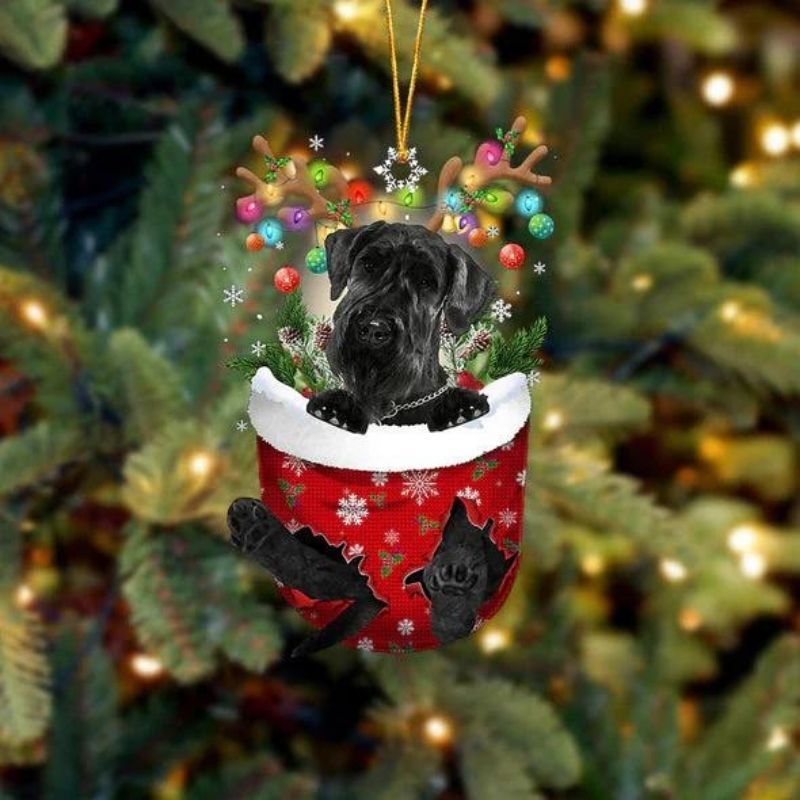 Giant Schnauzer In Snow Pocket Christmas Ornament SP246-Jolura