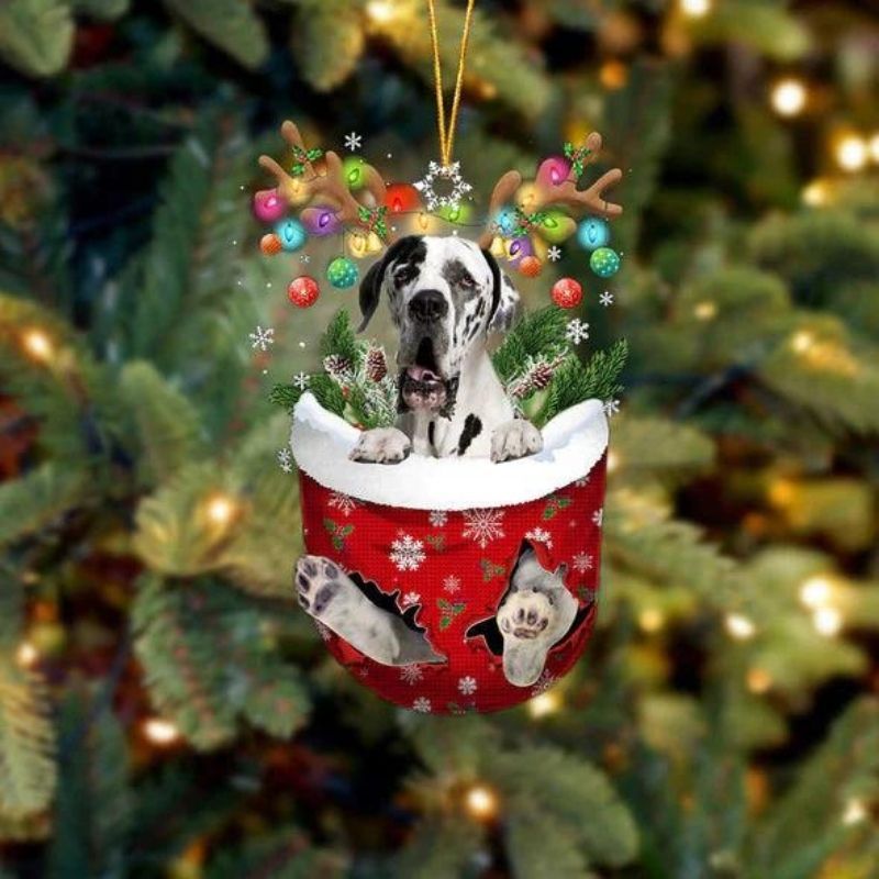 Great Dane In Snow Pocket Christmas Ornament SP250-Jolura