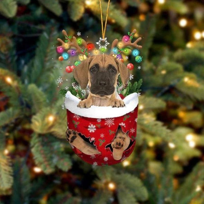 Great Dane In Snow Pocket Christmas Ornament SP251-Jolura