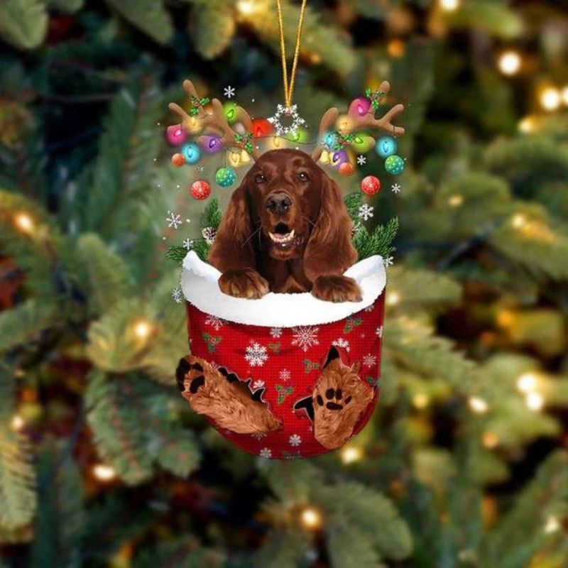 Irish Setter In Snow Pocket Christmas Ornament SP254-Jolura