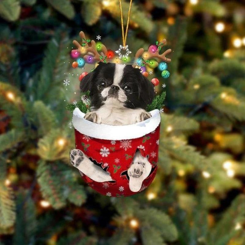 Japanese Chin In Snow Pocket Christmas Ornament SP256-Jolura