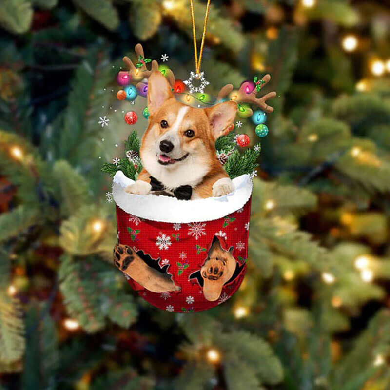 Pembroke Welsh Corgi In Snow Pocket Christmas Ornament SP263-Jolura