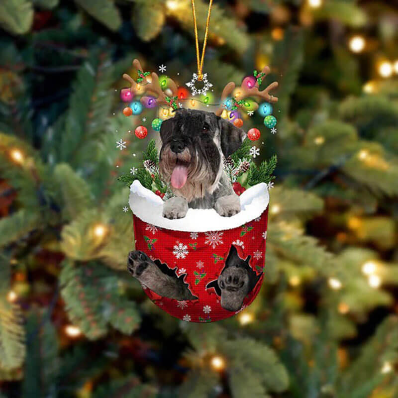 Standard Schnauzer In Snow Pocket Christmas Ornament SP276-Jolura
