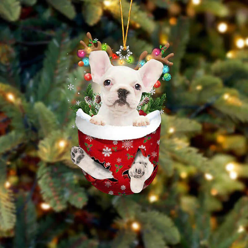 French Bulldog In Snow Pocket Christmas Ornament SP283-Jolura