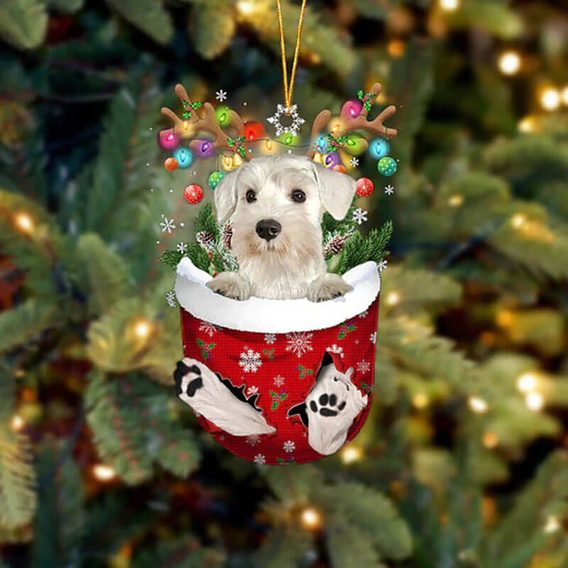 Miniature Schnauzer In Snow Pocket Christmas Ornament SP285-Jolura